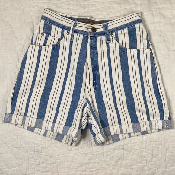 Vintage Levi’s Striped Cotton High Waist Shorts size 5 - Picture 1 of 7